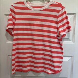 Old Navy Bold Coral and White Striped Tee